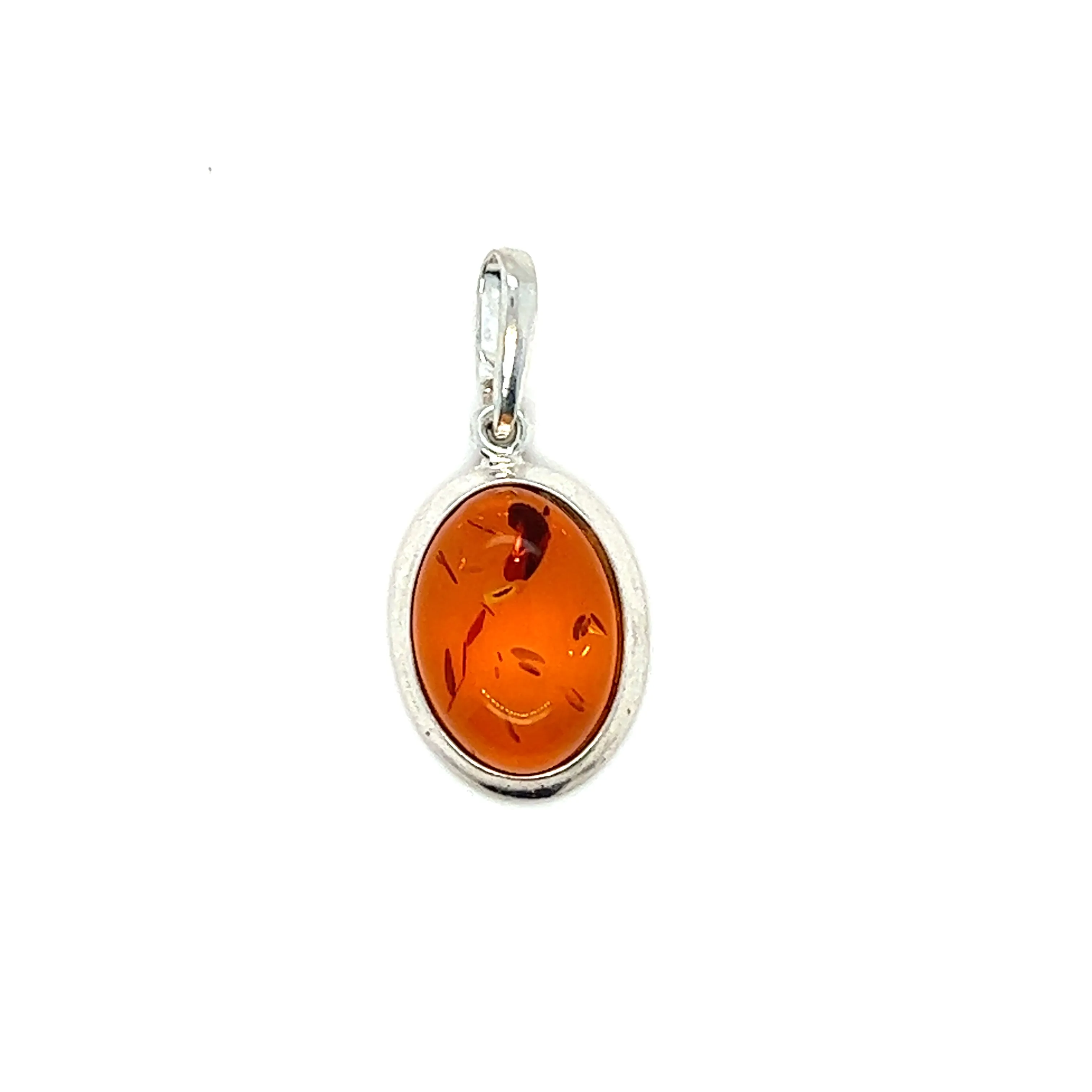 Simple Framed Oval Amber Pendant