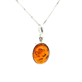 Simple Framed Oval Amber Pendant