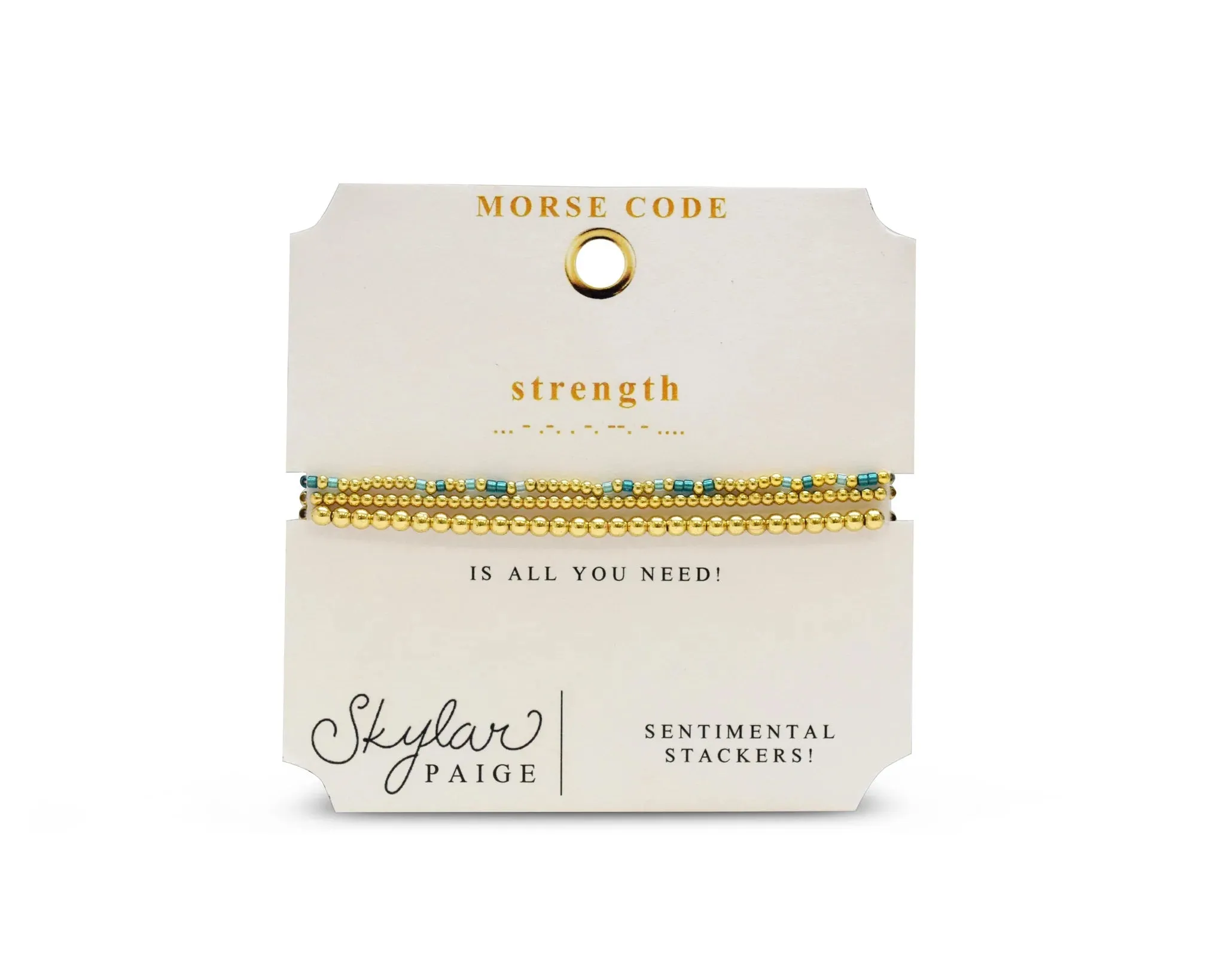 Skylar Paige STRENGTH Sentimental Stackers Beaded Bracelets - Tonal Turq