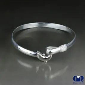 Solid 10K Gold Adjustable Dolphin Design Bangle Bracelet