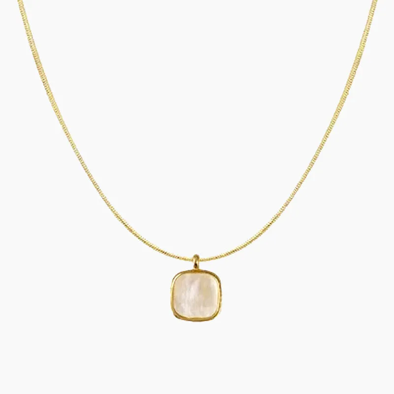 Square Shell Pendant Necklace