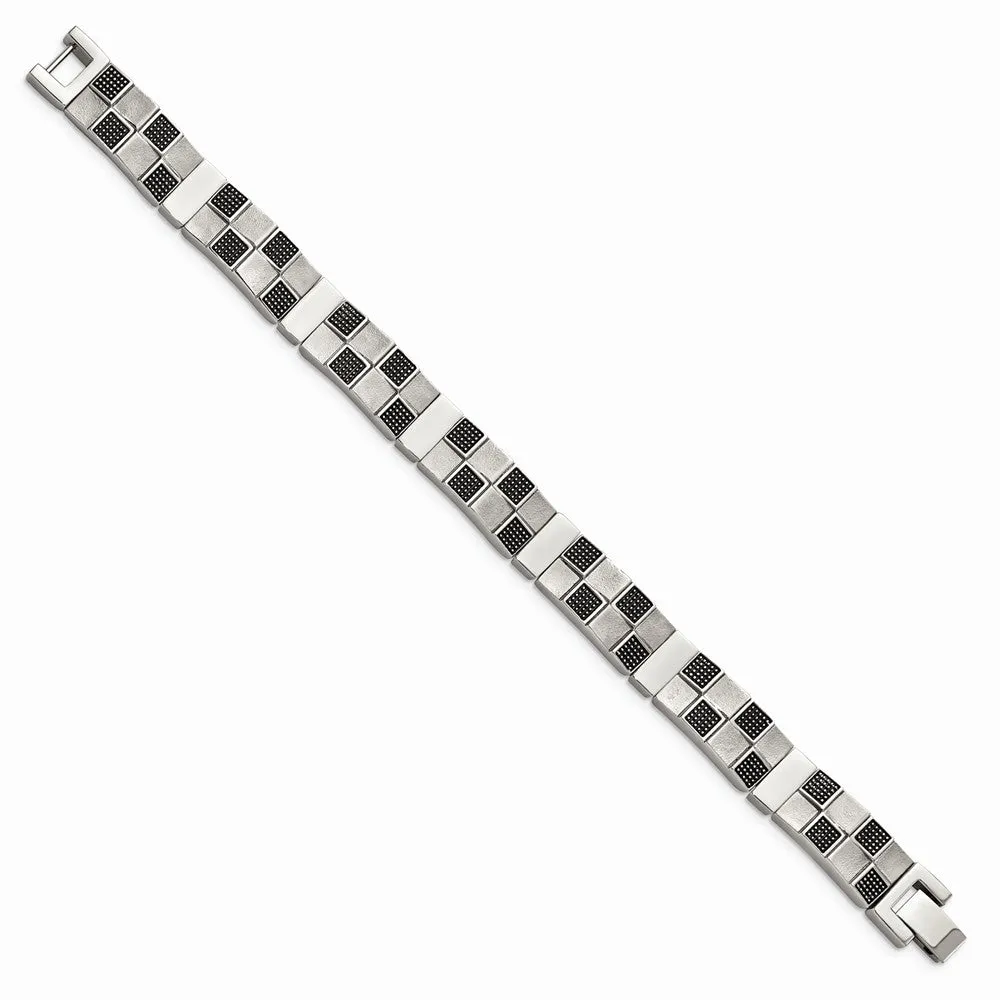 Stainless Steel Antiqued Brushed and Polished Bracelet