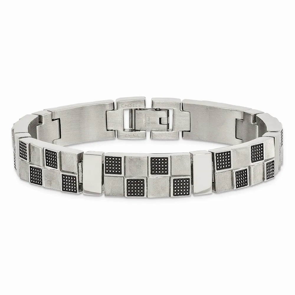 Stainless Steel Antiqued Brushed and Polished Bracelet