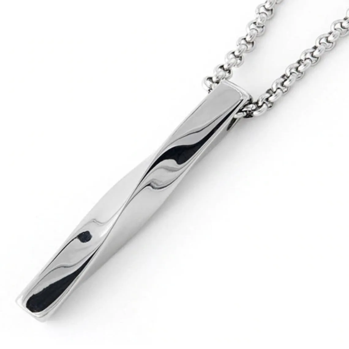 Stainless Steel Twisted Bar Minimalist Pendant Necklace 27"