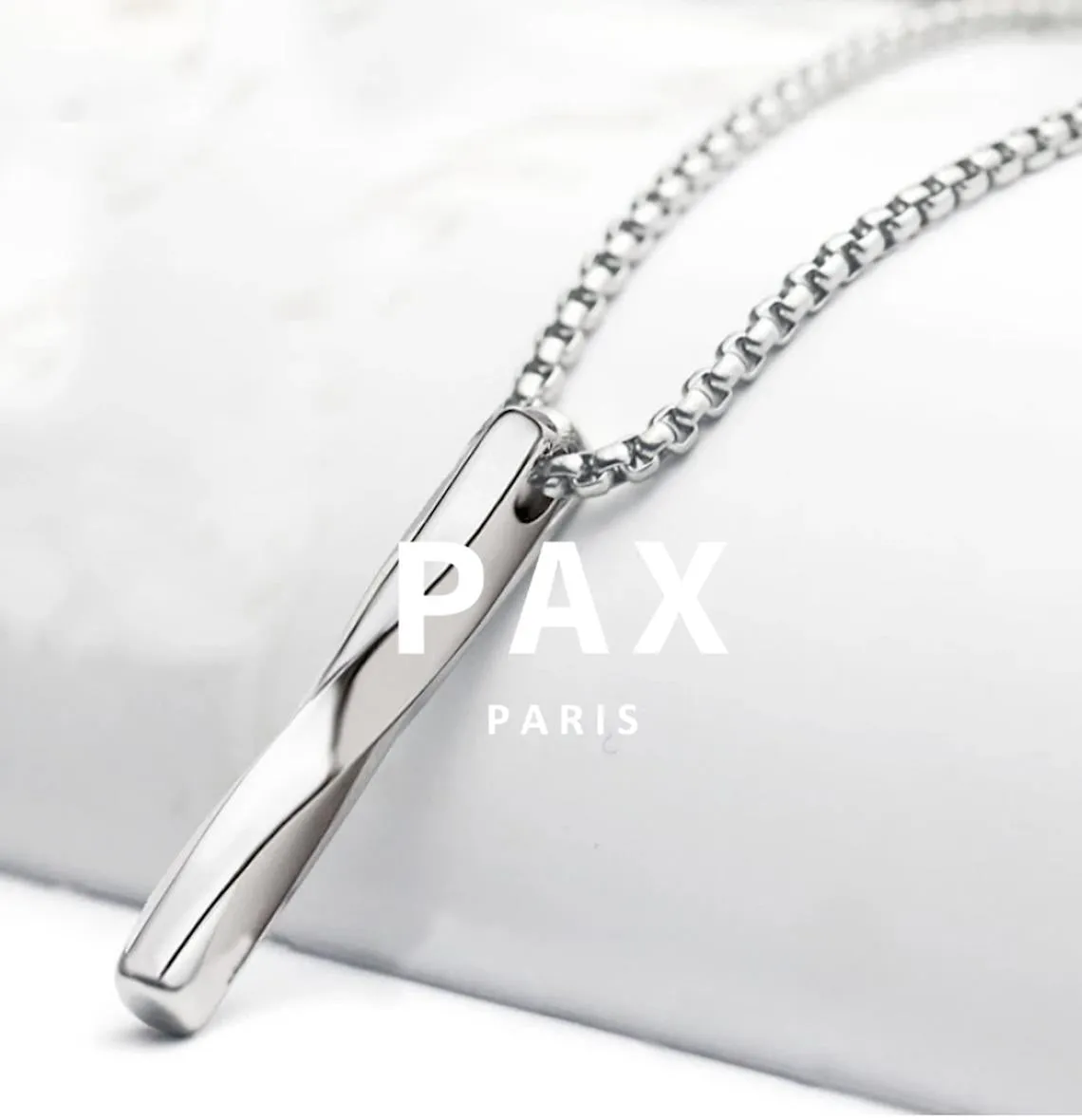 Stainless Steel Twisted Bar Minimalist Pendant Necklace 27"