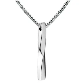 Stainless Steel Twisted Bar Minimalist Pendant Necklace 27"