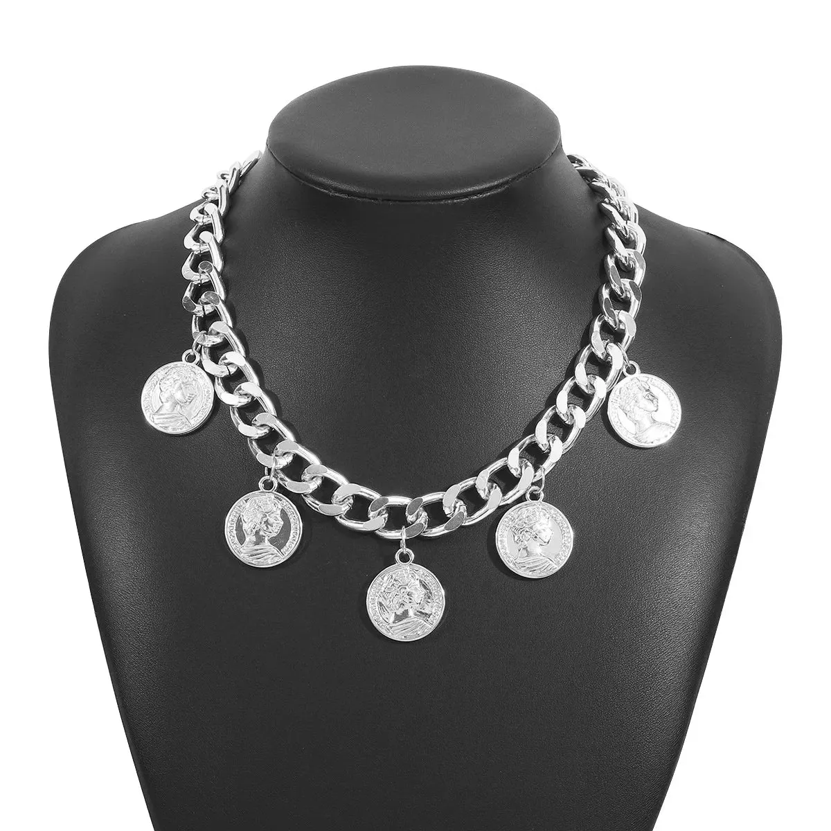Stararashi Metal Coin Pendant Necklace Trendy Women Choker Jewelry
