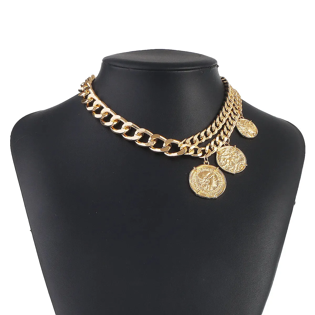 Stararashi Metal Coin Pendant Necklace Trendy Women Choker Jewelry