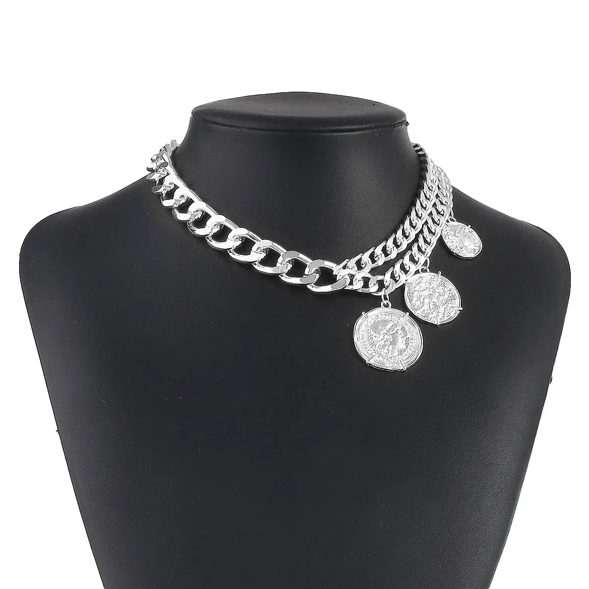 Stararashi Metal Coin Pendant Necklace Trendy Women Choker Jewelry