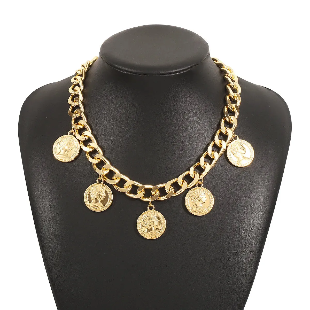 Stararashi Metal Coin Pendant Necklace Trendy Women Choker Jewelry