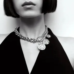 Stararashi Metal Coin Pendant Necklace Trendy Women Choker Jewelry