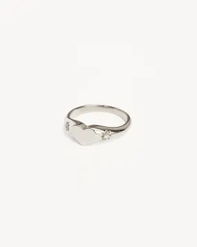 Sterling Silver Heart Signet Ring