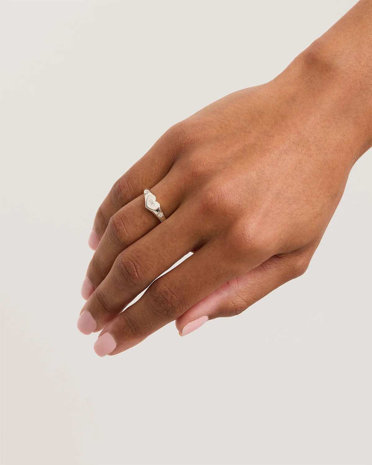 Sterling Silver Heart Signet Ring