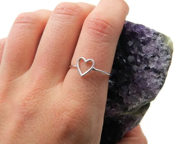 Sterling Silver Open Heart Ring | Symbolic Love Ring