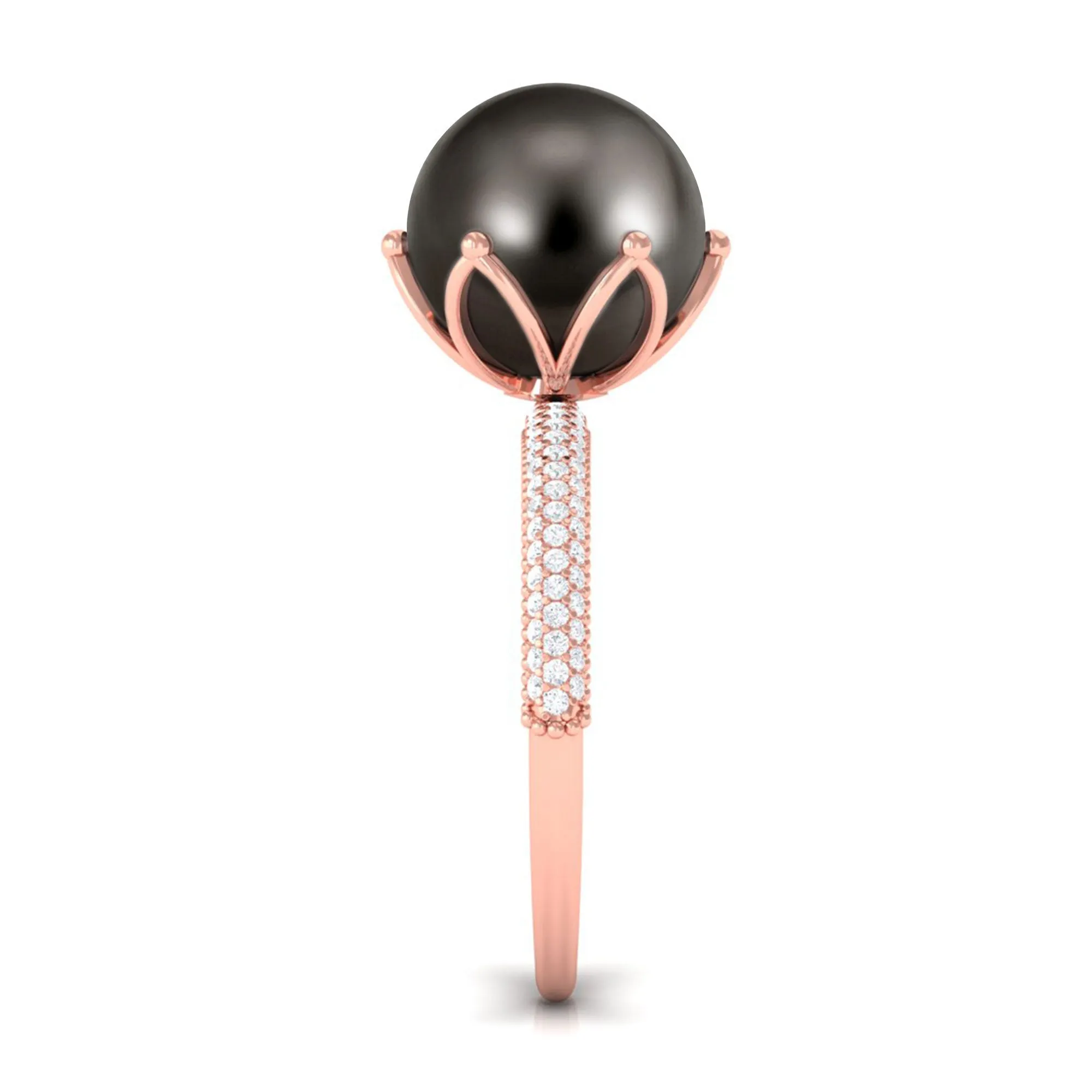 Tahitian Pearl Solitaire Engagement Ring with Diamond