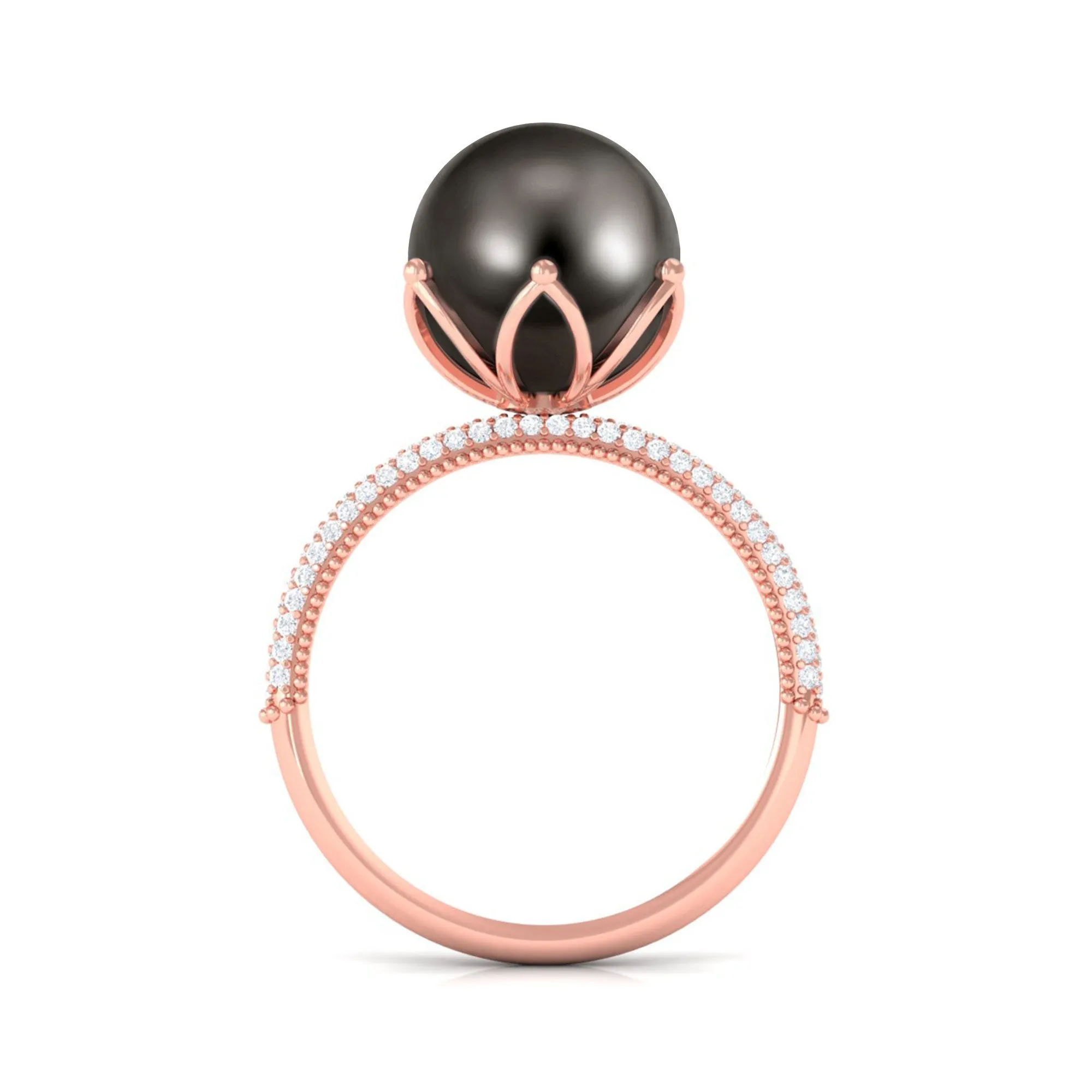 Tahitian Pearl Solitaire Engagement Ring with Diamond