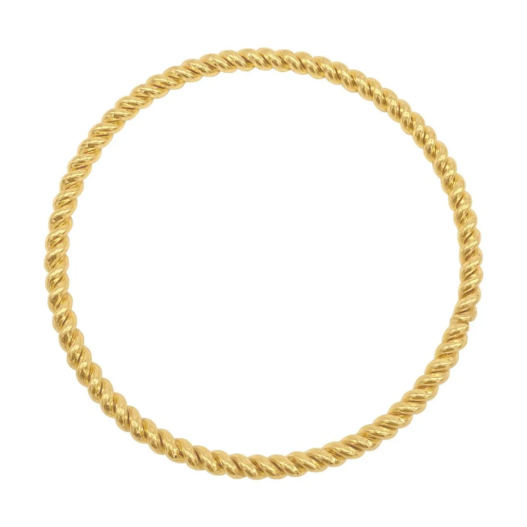 Tarnish Resistant 18k Gold Plated Rope Bangle Bracelet