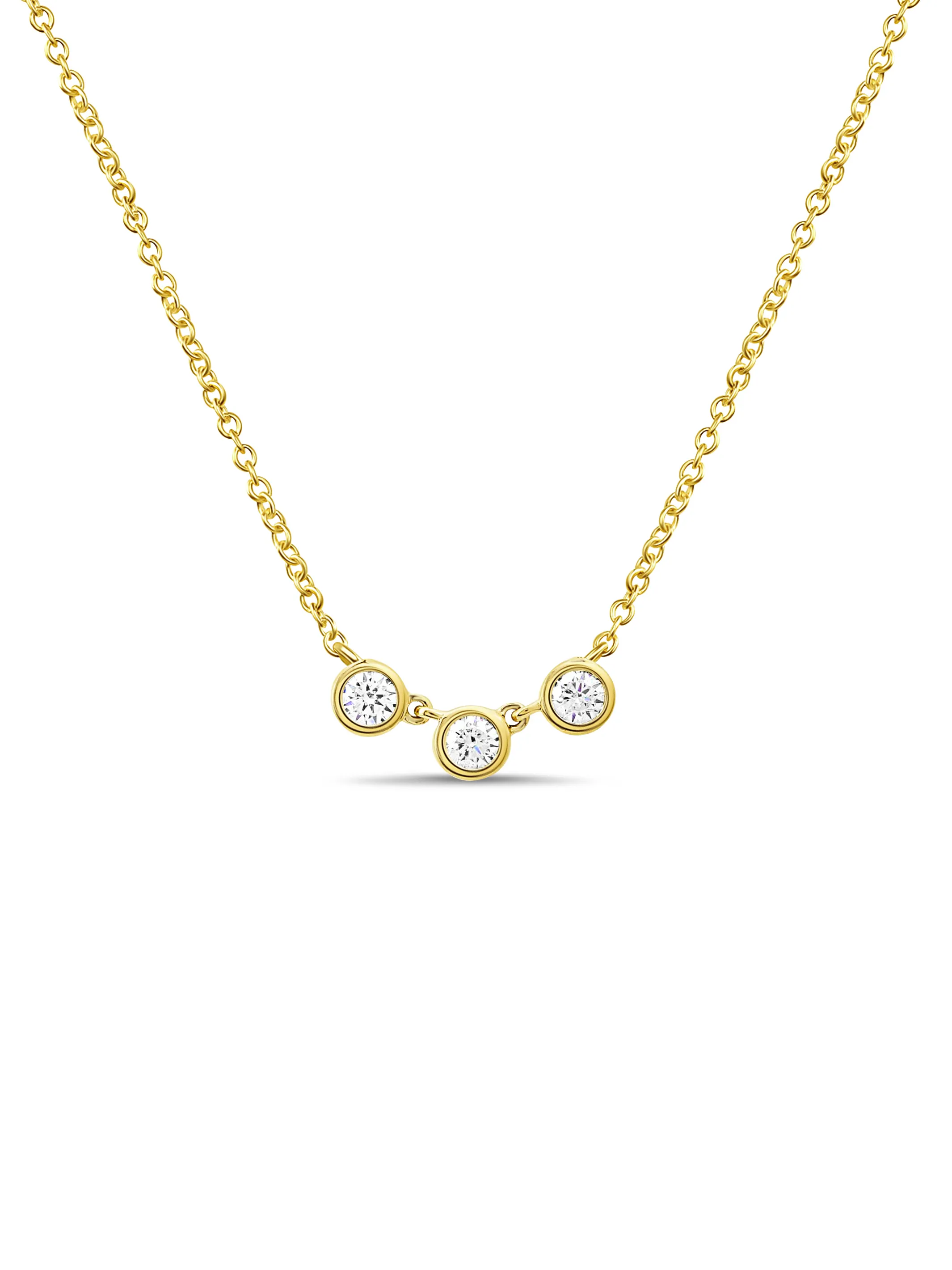 Taylor Trio Bezel Necklace 14K