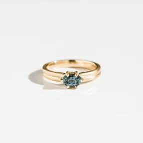 Teal Montana Sapphire East-West Ring in 14k Gold