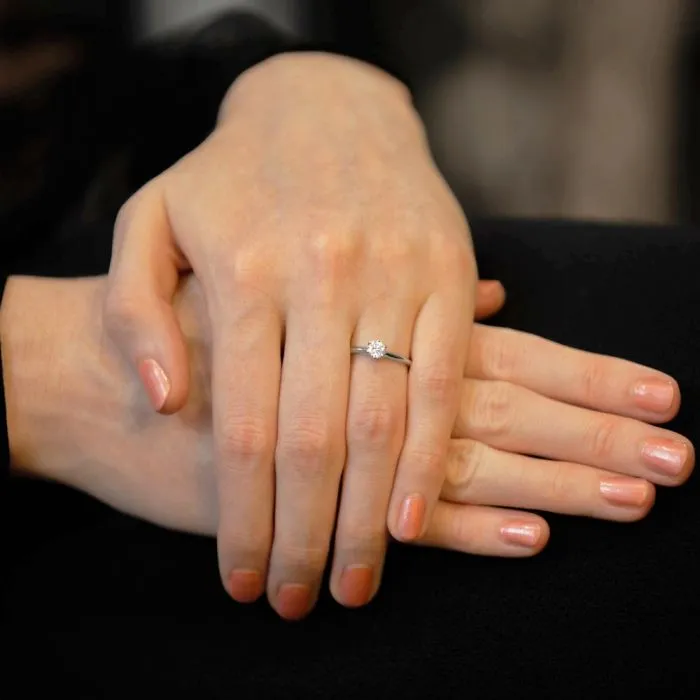 The Cherry Blossom Platinum Round Brilliant Cut Diamond Solitaire Engagement Ring