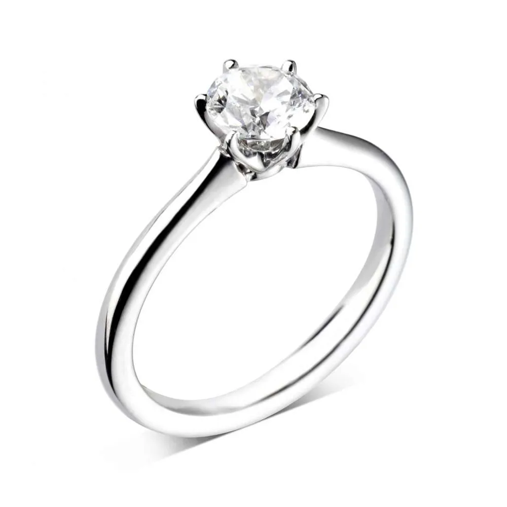The Cherry Blossom Platinum Round Brilliant Cut Diamond Solitaire Engagement Ring