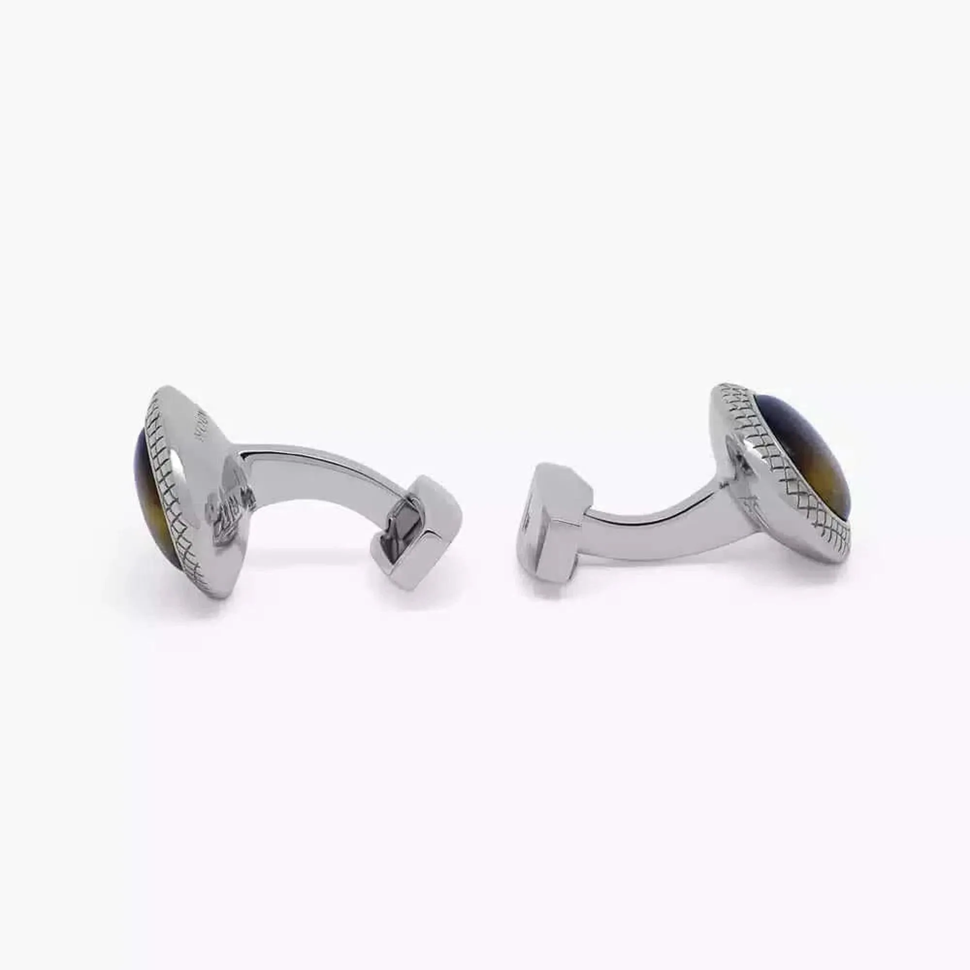 Tiger Eye Bullseye cufflinks Palladium plated