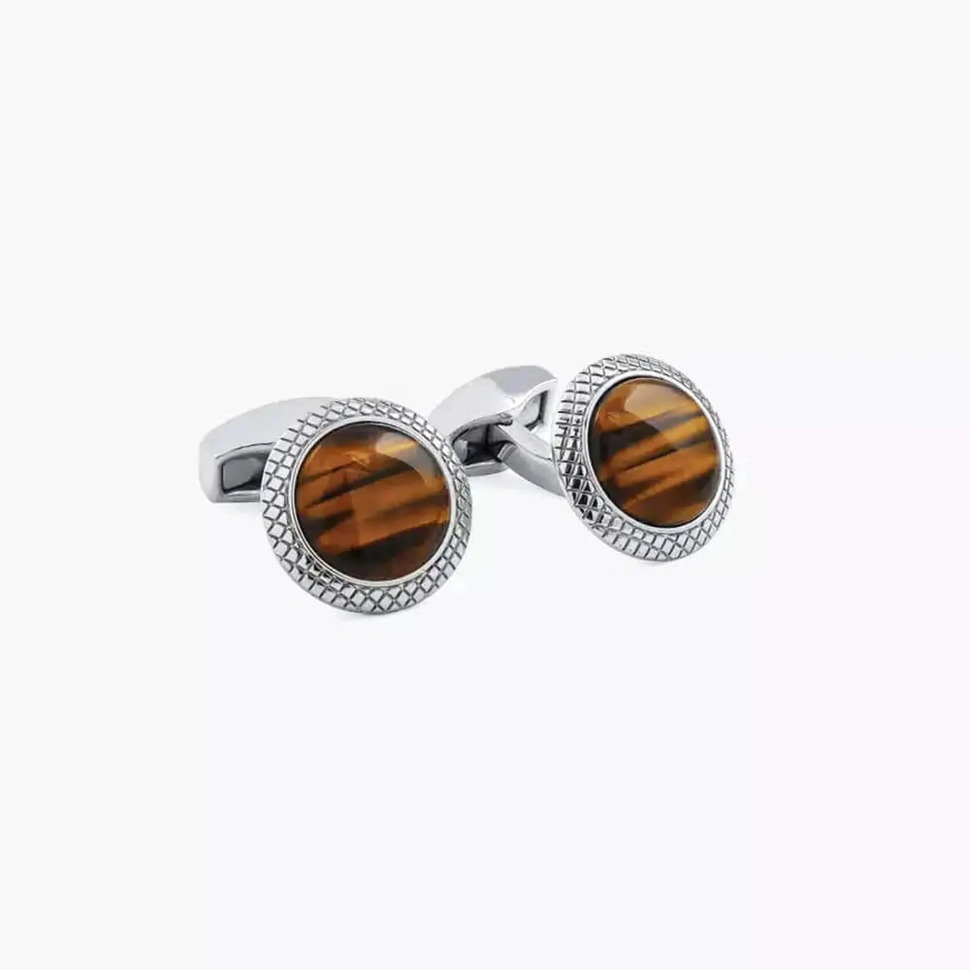Tiger Eye Bullseye cufflinks Palladium plated