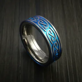 Titanium Anodized Celtic Band Infinity Symbolic Wedding Men's Ring Custom Made