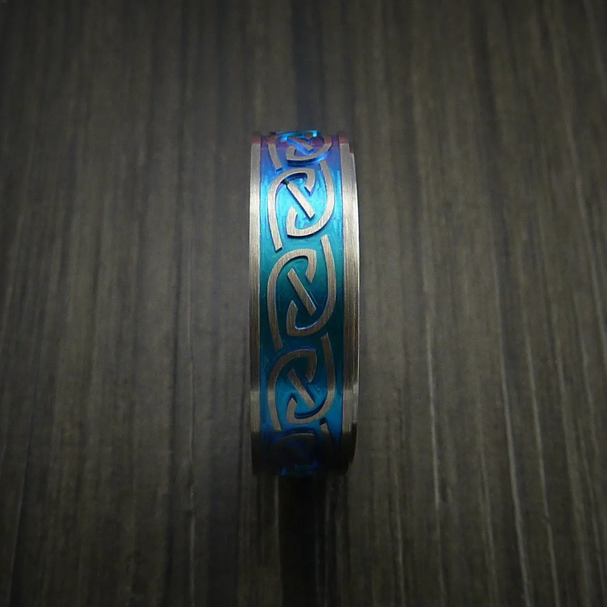 Titanium Anodized Celtic Band Infinity Symbolic Wedding Men's Ring Custom Made