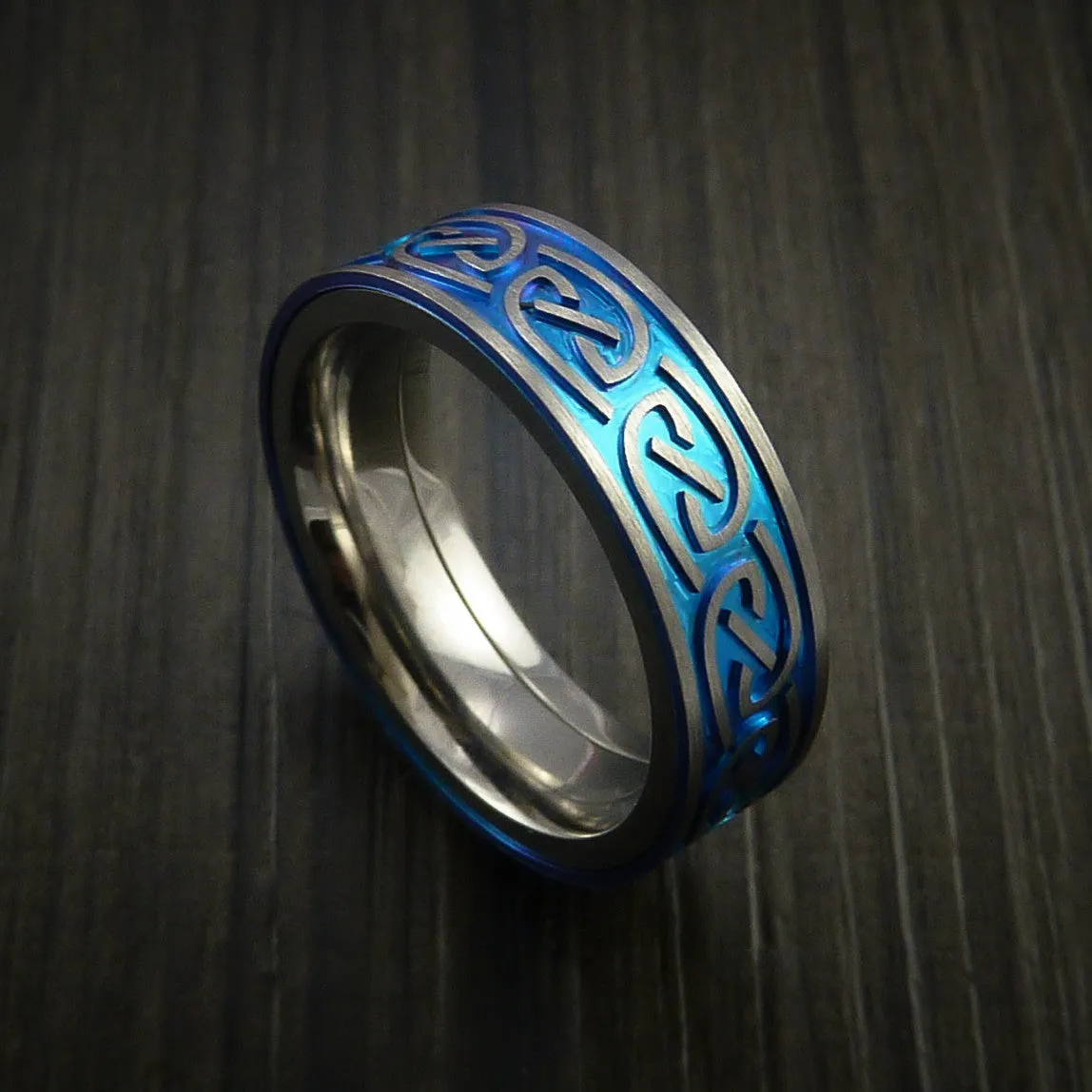 Titanium Anodized Celtic Band Infinity Symbolic Wedding Men's Ring Custom Made