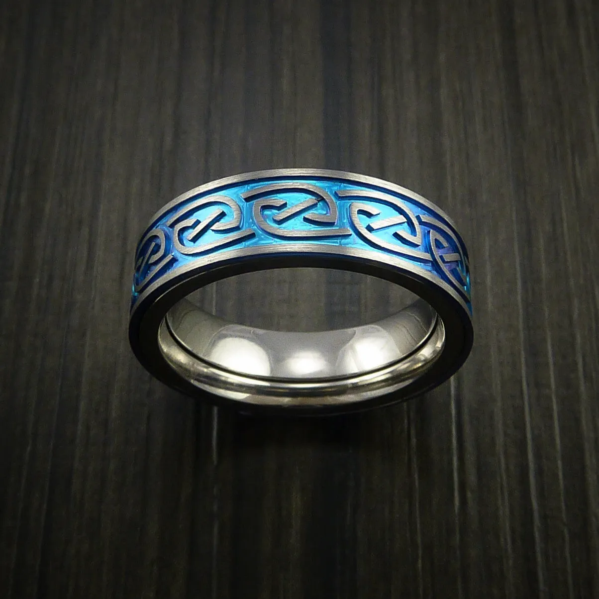 Titanium Anodized Celtic Band Infinity Symbolic Wedding Men's Ring Custom Made