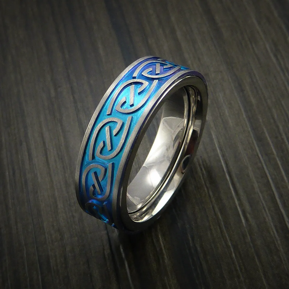 Titanium Anodized Celtic Band Infinity Symbolic Wedding Men's Ring Custom Made