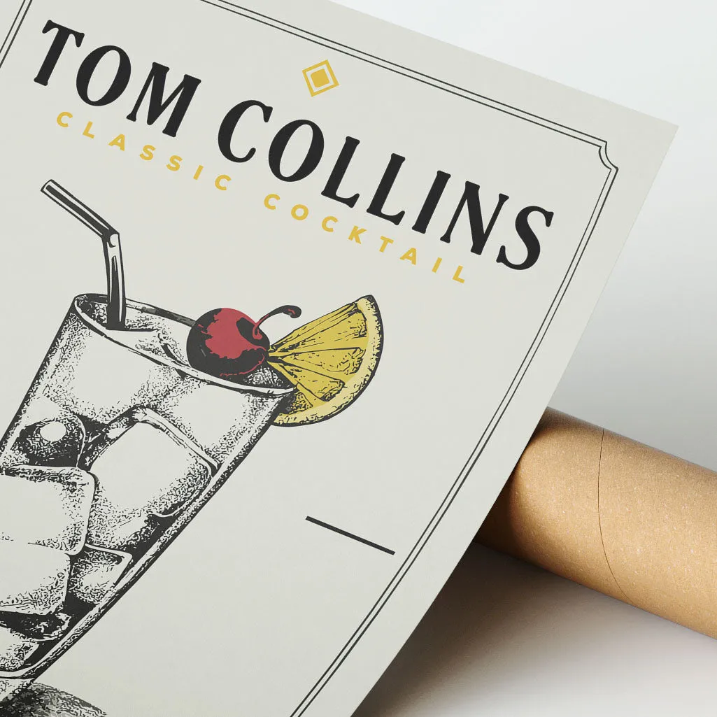 Tom Collins - Minimalist Cocktail Poster