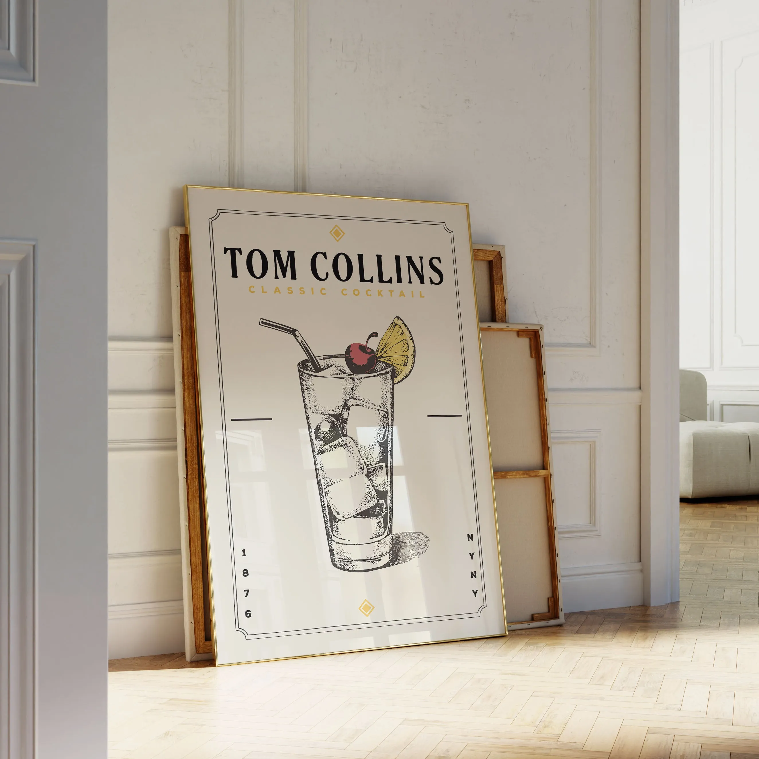 Tom Collins - Minimalist Cocktail Poster
