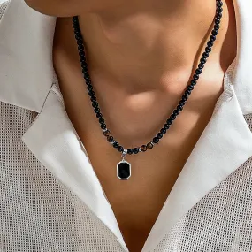 Trendy Black Bead Necklace