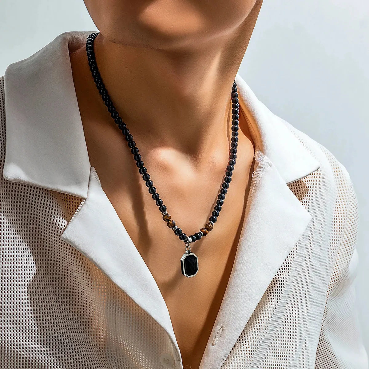Trendy Black Bead Necklace