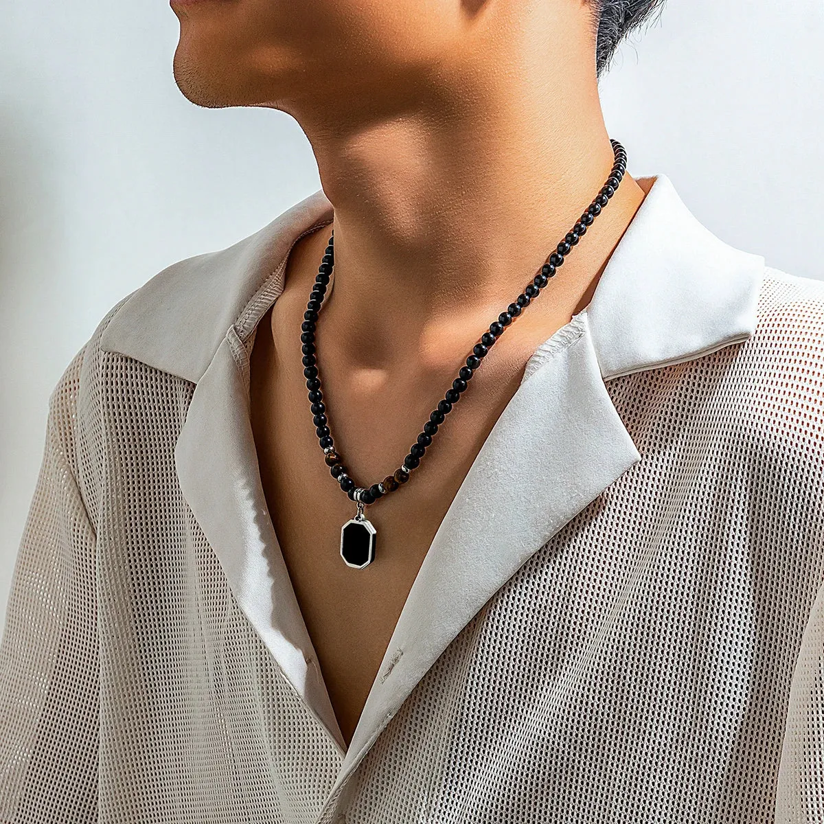 Trendy Black Bead Necklace