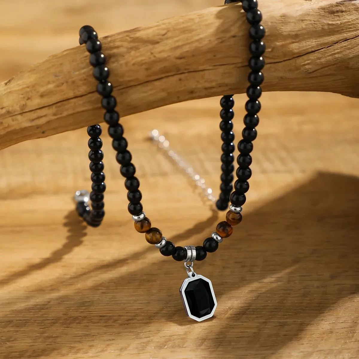 Trendy Black Bead Necklace