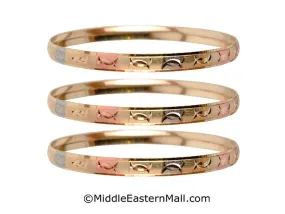 Tri-Color Bangle Bracelets Oro Laminado Set of 3 Gold Plated one year warranty #3 (7590)