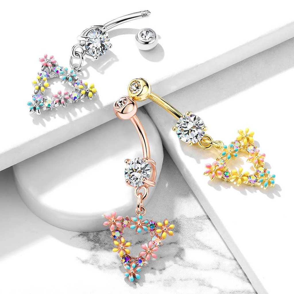 Trinity Matrix Triangle Belly Dangle with Gold Plating
