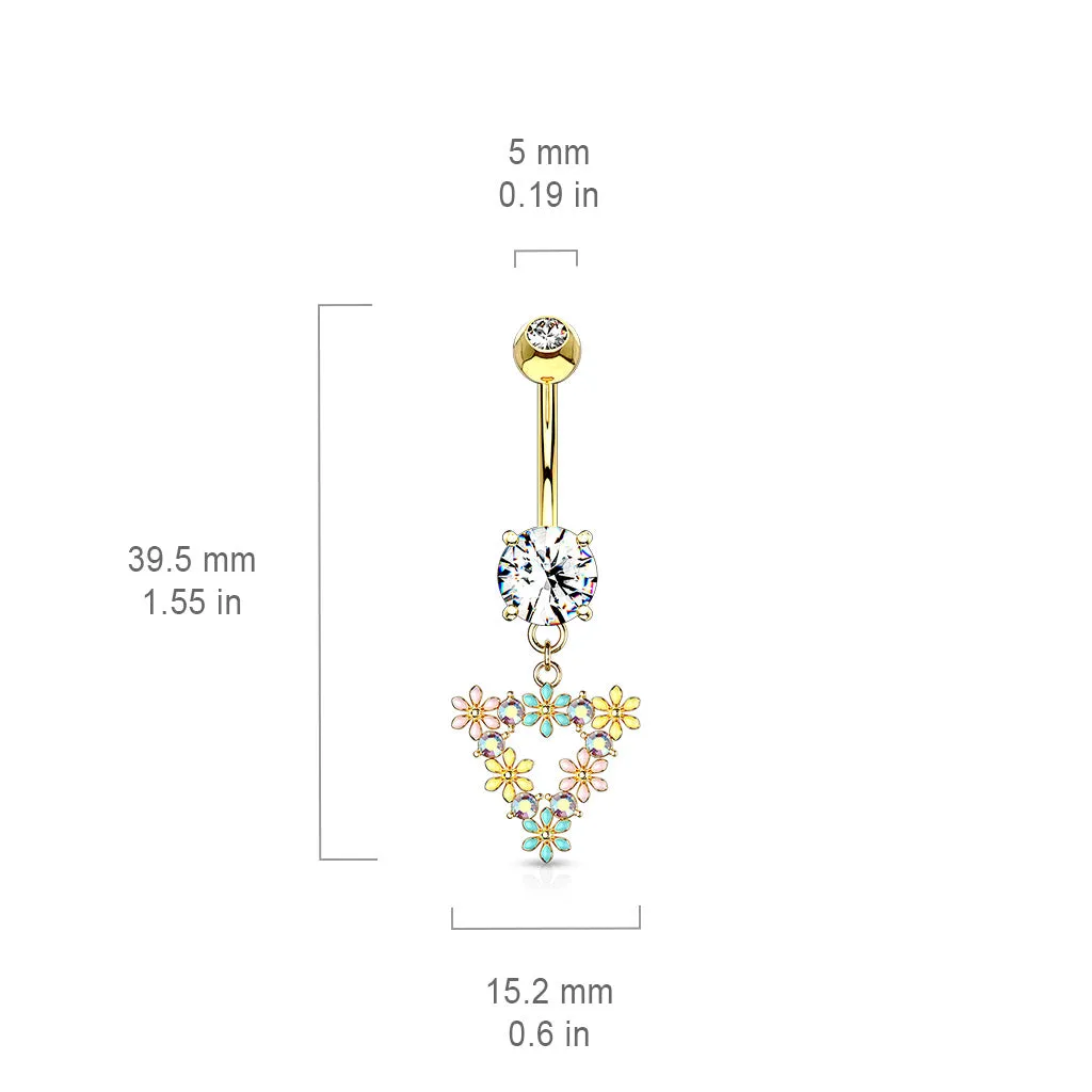 Trinity Matrix Triangle Belly Dangle with Gold Plating