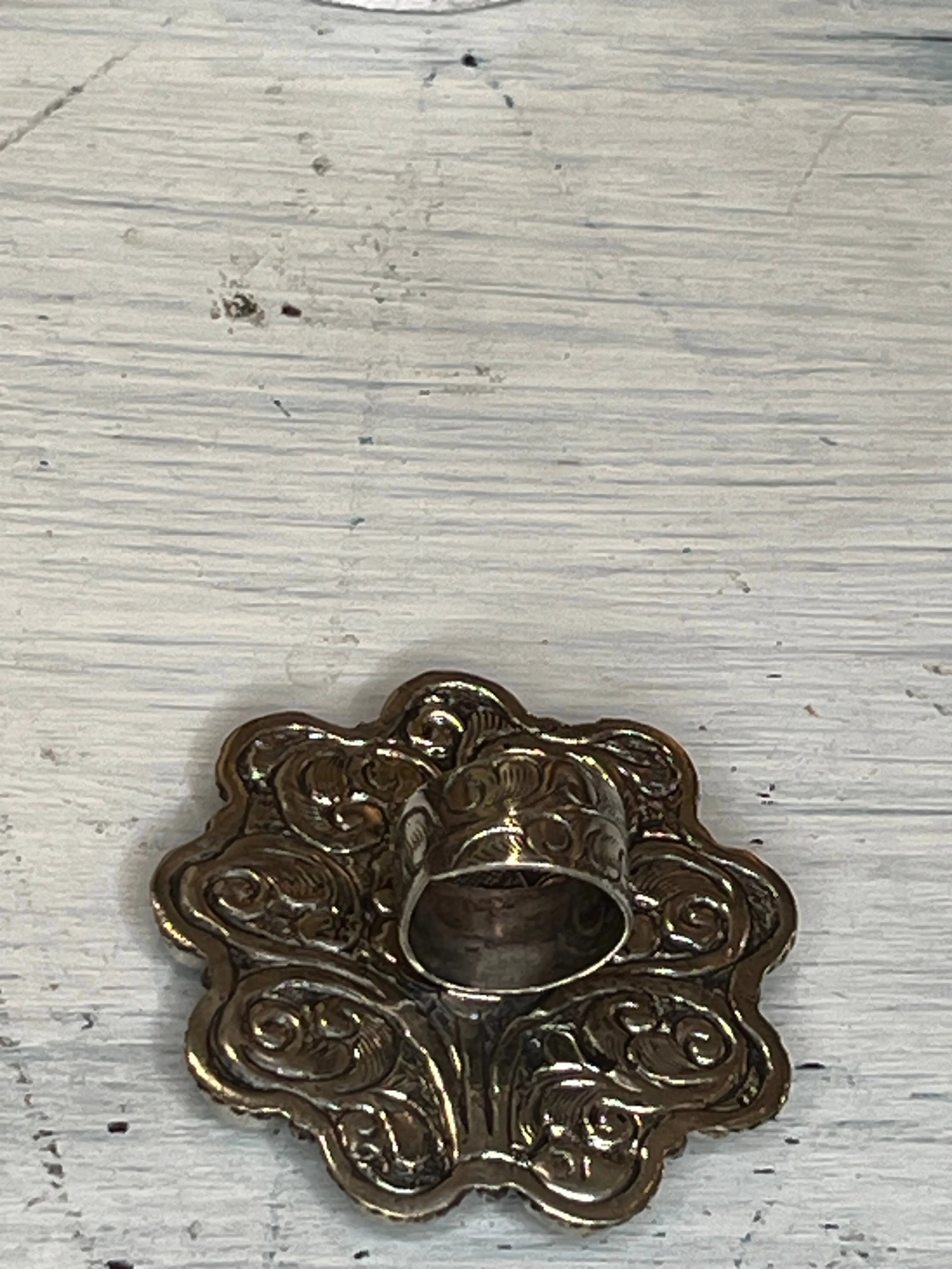 Turquoise Flower Adjustable Ornate Ring