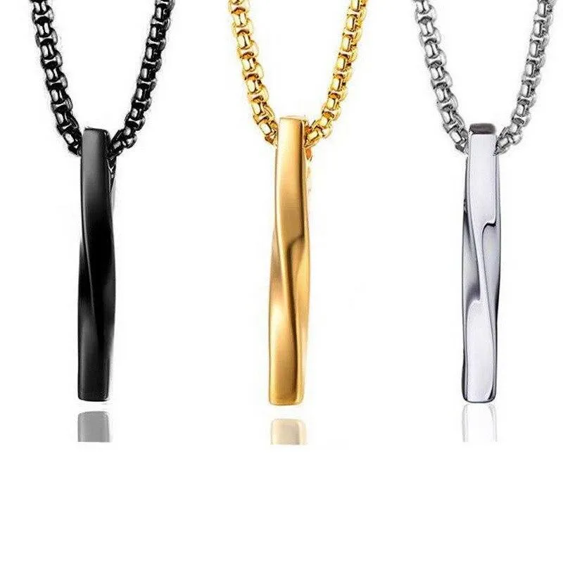 Twisted Minimalist Steel Pendant Necklace