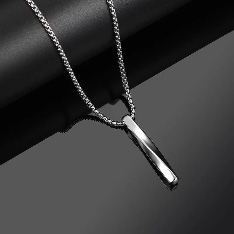 Twisted Minimalist Steel Pendant Necklace