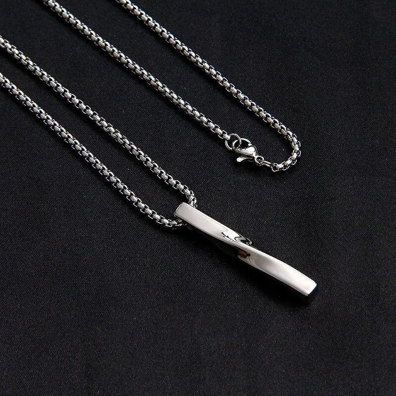 Twisted Minimalist Steel Pendant Necklace