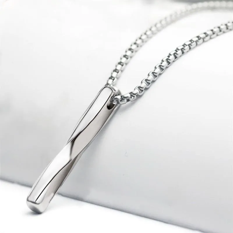 Twisted Minimalist Steel Pendant Necklace