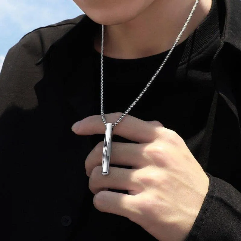 Twisted Minimalist Steel Pendant Necklace