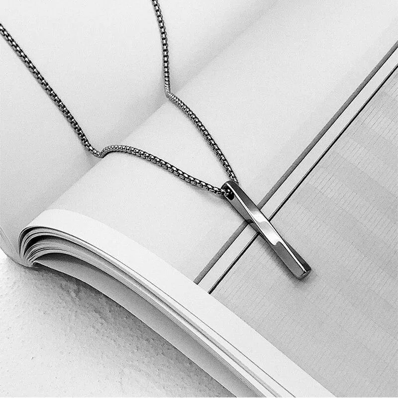 Twisted Minimalist Steel Pendant Necklace