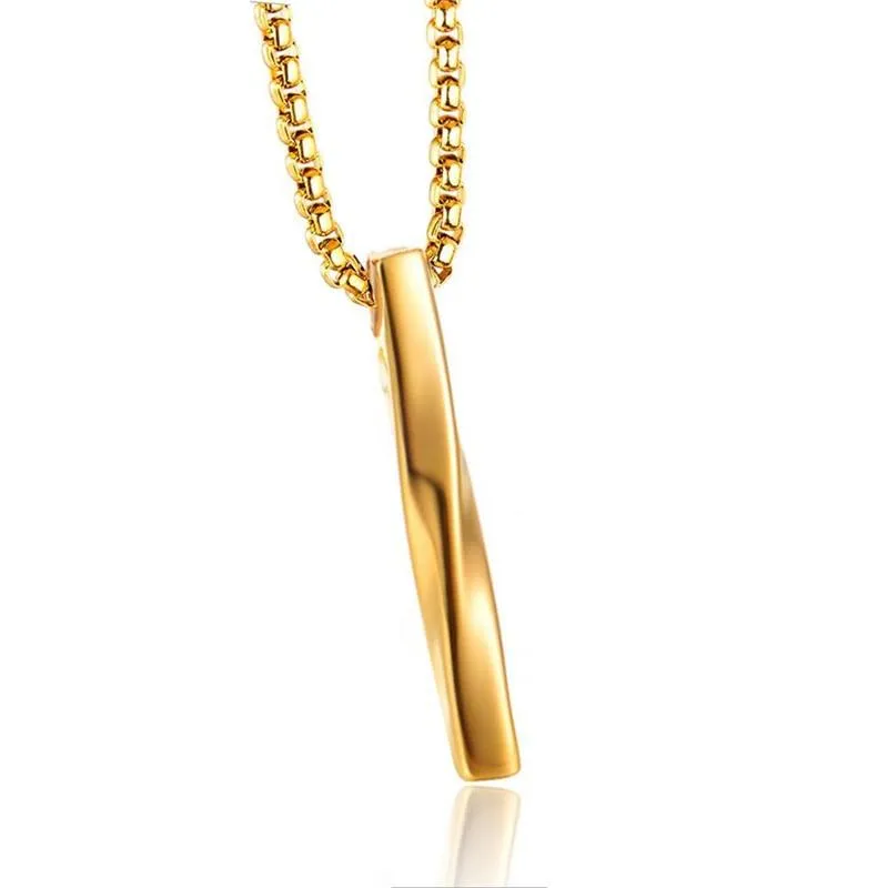 Twisted Minimalist Steel Pendant Necklace