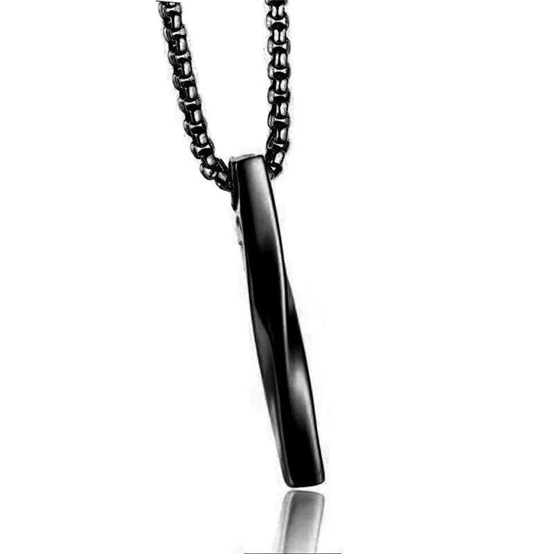 Twisted Minimalist Steel Pendant Necklace